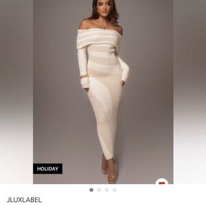 JLUXLABEL Cream Off-Shoulder Maxi Dress